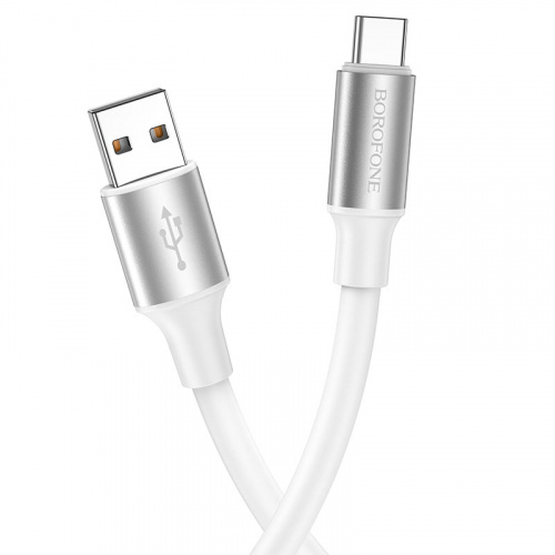 Кабель USB - Type-C Borofone BX82 Bountiful, 1.0м, круглый, 3.0A, силикон, цвет: белый (1/33/330) (6974443386233)