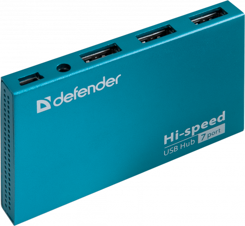 Разветвитель DEFENDER SEPTIMA SLIM 7 портов, USB 2.0(адаптер 2А) (83505) фото 4