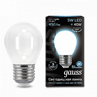 Лампа светодиодная GAUSS "Филамент" Globe OPAL E27 5W 4100K 1/10/50