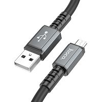 Кабель USB - микро USB HOCO X85 Strength, 1.0м, круглый, 2.4A, силикон, цвет: чёрный (1/33/330)