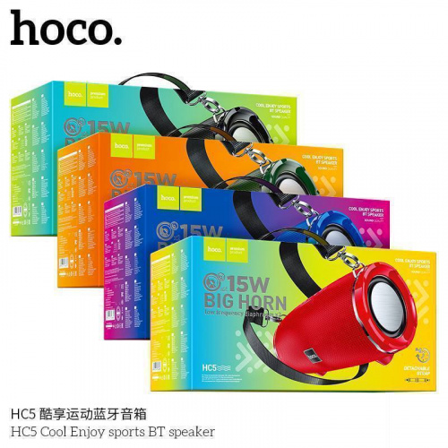 Колонка портативная HOCO HC5, Bluetooth 5.0 2*15W 3600mAh , цвет: красный (1/12) (6931474746658)