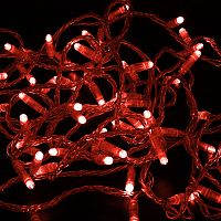 Гирлянда NEON-NIGHT Нить 10м, с эффектом мерцания, прозрачный ПВХ, 24В, цвет: Красный (1/20) (305-252)