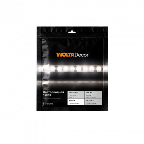 Лента светодиодная WOLTA Decor WLS2835-6W/4000/24H60-01 SMD2835 6Вт 4000К 24В IP20 60led/m 5000х8х1мм 1/100 фото 4