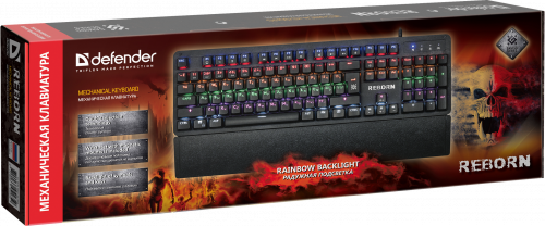 Клавиатура механическая игровая Defender Reborn GK-165DL RU,anti-ghost,радужная, черный (45165) фото 12