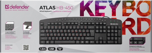 Клавиатура Defender Atlas HB-450 RU, USB, мультимедиа 124 кн., проводная, черный (1/40) (45450) фото 6