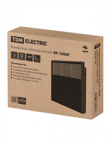 Конвектор электрический ЭК-1000С, 1000 Вт, термостат, СТИЧ, черный, TDM (1/5) фото 10