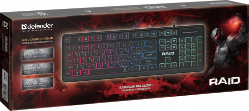 Клавиатура игровая DEFENDER Raid GK-778DL RU, Rainbow,104 кнопки, черный (1/20) (45778) фото 3