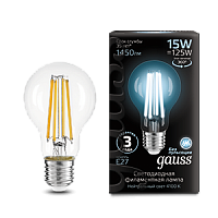 Лампа светодиодная GAUSS Filament А60 15W 1450lm 4100К Е27 1/10/40 (102902215)