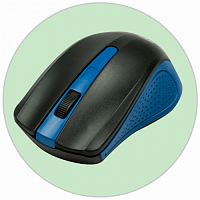 Мышь RITMIX RMW-555, чёрный/голубой, беспроводная, USB-Dongle. (1/100)