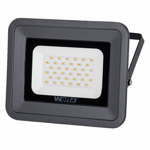 Прожектор светодиодный WOLTA WFLY-30W/06 30Вт 3000K IP65 2700лм серый 180x172/130x32 1/20