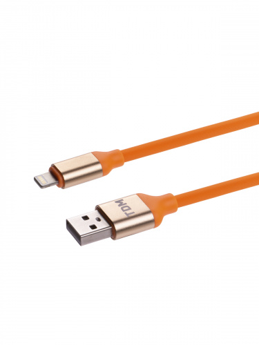 Дата-кабель TDM ДК 15, USB - Lightning, 1 м, силиконовая оплетка, оранжевый, (1/200) (SQ1810-0315) фото 3