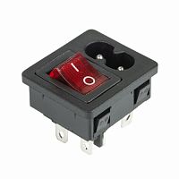 Выключатель клавишный 250 V 6 А (4с) ON-OFF красный с подсветкой и штекером C8 2PIN REXANT (10/3000)