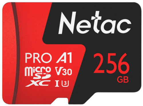 Карта памяти MicroSDXC  256GB  Netac  P500  Extreme Pro  Class 10 UHS-I A1 V30 (100 Mb/s) без адаптера (NT02P500PRO-256G-S)