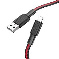 Кабель USB - 8 pin HOCO X69 Jaeger, 1.0м, круглый, 2.4A, нейлон, цвет: красный (1/33/330)