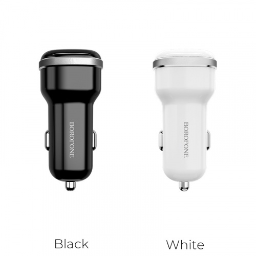 Блок питания автомобильный 2 USB Borofone BZ13, Extreme, 2.4A, пластик, цвет: белый(1/44/176) (6931474717146) фото 5