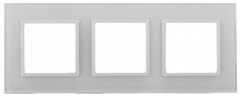 Рамка ЭРА, серии ЭРА Elegance, скрытой установки, на 3 поста, стекло, белый+бел