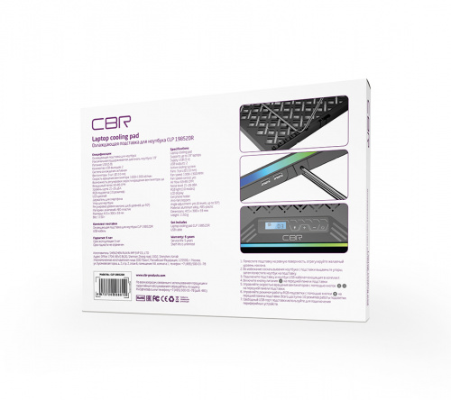 Подставка для ноутбука CBR CLP 19852DR, до 19",с охлажд.,2xUSB, вентил. 3х110 мм,85 CFM,RGB-подсв, LCD-дисп.,держатель для смарт.,алюминий (1/20) фото 2