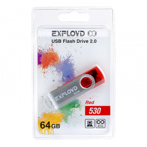 Флеш-накопитель USB  64GB  Exployd  530  красный (EX064GB530-R) фото 8