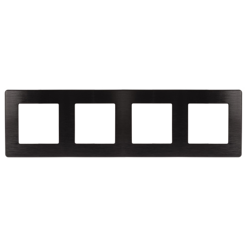 Рамка для розеток и выключателей ЭРА Серия 12 12-5104-06 на 4 поста, Сатин, чёрный (1/10/100)