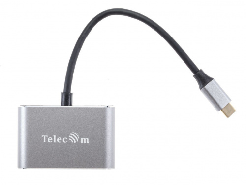 USB-концентратор USB3.1 TypeCm -->HDMI+USB3.0+PD+VGA Alum Grey 4K@30Hz, Telecom<TUC055> (1/300) фото 3
