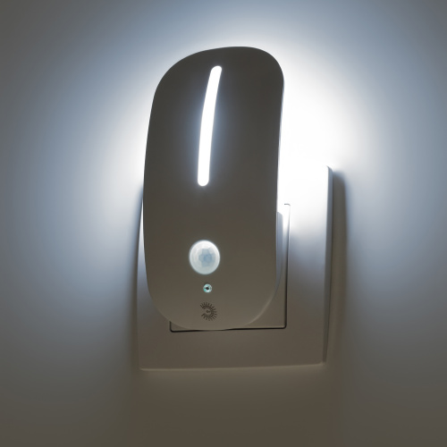 Светильник-ночник ЭРА NN-621-LS-MS-W в розетку с датчиком освещенности и датчиком движения белый (1/100) (Б0057212) фото 2