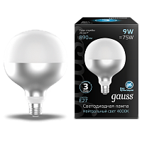 Лампа светодиодная GAUSS Filament G125 9W 890lm 4100К Е27 mirror-milky 1/10 (1014802209)
