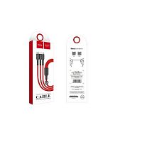 Кабель USB - Apple 8 pin, Type-C, микро USB HOCO U31 Benay, 1.0м, круглый, 2.4A, ткань, цвет: красный(1/30/300)