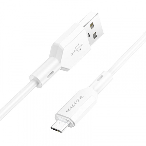 Кабель USB - микро USB Borofone BX70 Shengda, 1.0м, круглый, 2.4A, силикон, цвет: белый (1/63/378) (6974443384499)