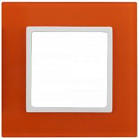 Рамка ЭРА, серии ЭРА Elegance, скрытой установки, на 1 пост, стекло, оранжевый+бел
