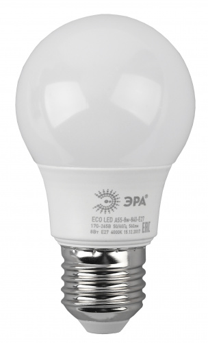 Лампа светодиодная ЭРА RED LINE LED A60-8W-840-E27 R Е27 / E27 8 Вт груша нейтральный белый свет (10/100/2800) (Б0052382)