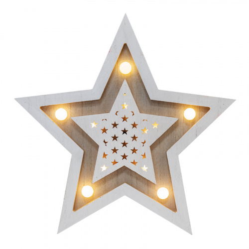Фигура деревянная NEON-NIGHT с подсветкой "Звезда двойная" 30х4х30 см (1/12) (504-027) фото 4