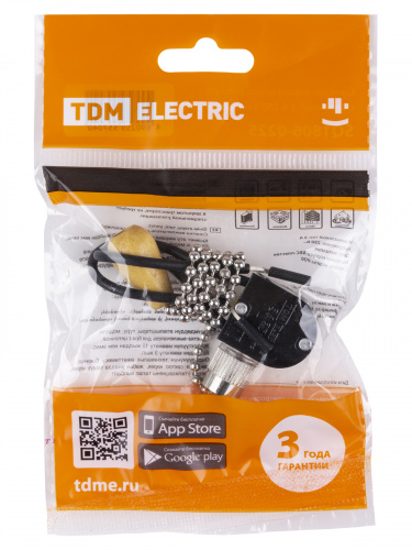 Сонетка-выключатель для бра с цепочкой 3А 250В металлик TDM (1/500) (SQ1806-0225) фото 2