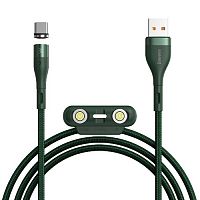 Кабель USB - 8-pin, микро USB, Type-C Baseus CA1T3-A06 Zinc Magnetic, 1.0м, круглый, 3.0A, нейлон, цвет: зелёный (1/10/80)