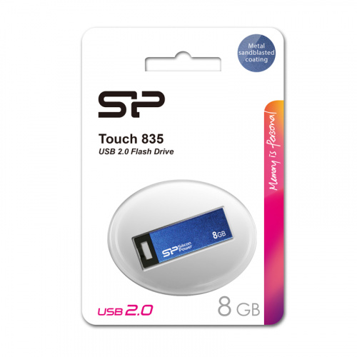Флеш-накопитель USB  8GB  Silicon Power  Touch 835  синий  металл (SP008GBUF2835V1B) фото 14