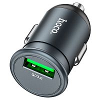 Блок питания автомобильный 1 USB HOCO, Z43, Mighty, 18W, алюминий, пластик, QC3.0, цвет: серый (1/19/120)