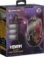 Мышь проводная игровая Defender Venom GM-640L, USB, 8 кн., 3200dpi, черный  (1/40) (52640)