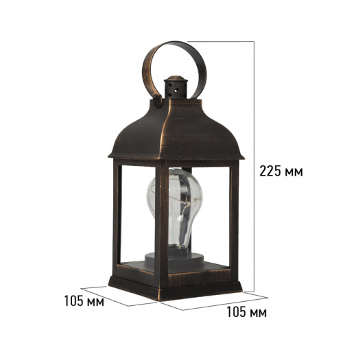 Фонарь декоративный NEON-NIGHT с лампочкой, бронзовый корпус, размер 10.5х10.5х22,5 см, цвет ТЕПЛЫЙ БЕЛЫЙ (1/12) (513-053) фото 15