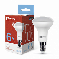 Лампа светодиодная IN HOME R50-VC 6Вт 230В Е14 6500К 530Лм (10/100) (4690612031156)