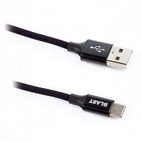 Зарядный USB Дата-кабель BMC-114 черный (1,2м) Micro USB, текстиль оплетка, металл корпус штекеров, в коробке