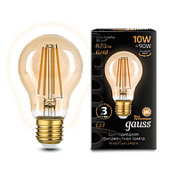 Лампа светодиодная GAUSS Filament А60 10W 820lm 2400К Е27 golden 1/10/40