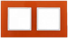 Рамка ЭРА, серии ЭРА Elegance, скрытой установки, на 2 поста, стекло, оранжевый+бел