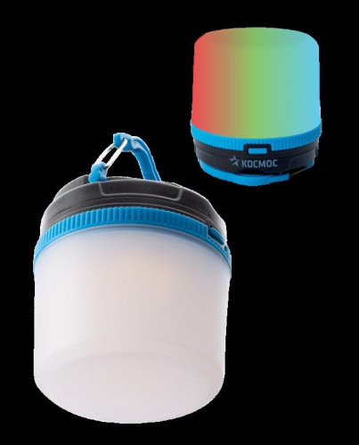 Фонарь КОСМОС кемпинговый KOC602B походный теплый свет + мультиколор 2Вт 3xAAА ABS-пластик, коробка (1/72/144)