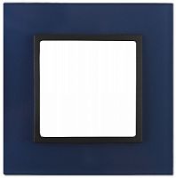 Рамка ЭРА, серии ЭРА Elegance, скрытой установки, на 1 пост, стекло, синий+антр