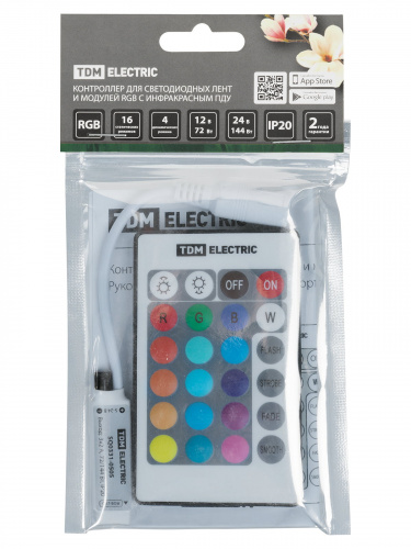Контроллер для светодиодных лент и модулей RGB-IR-12В-6А-72Вт-IP20, 3 канала, пульт 24 кнопки, TDM (1/150) фото 2