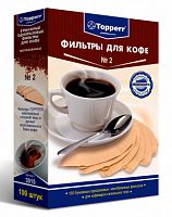 Фильтры для кофе для кофеварок капельного типа Topperr №2 неотбеленные 1x2 (упак.:100шт)