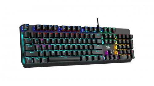 Клавиатура механическая игровая AULA F2066, алюм./пластик, разноцветная, радужная подсветка, кабель 1,6м, USB, 106 кн, черный (1/10) (80001195)