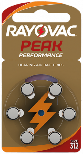 Элемент питания RAYOVAC PEAK 312, для слуховых аппаратов (6/60/300) (5000252022879)