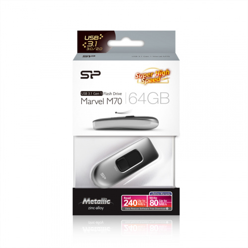 Флеш-накопитель USB 3.0  64GB  Silicon Power  Marvel M70  серебро (SP064GBUF3M70V1S) фото 14