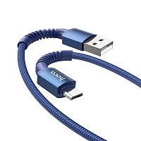 Кабель USB - микро USB HOCO X71 Especial, 1.0м, круглый, 2.4A, нейлон, цвет: синий (1/31/310)