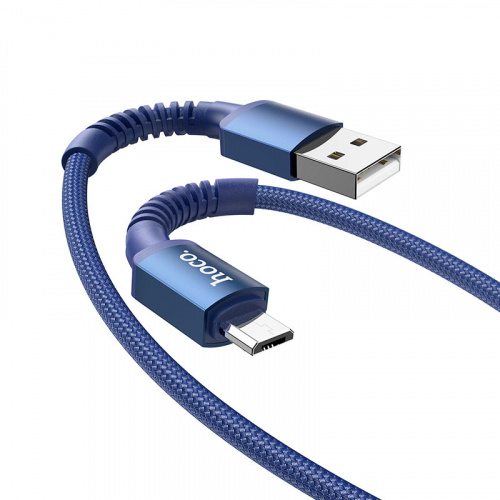 Кабель USB - микро USB HOCO X71 Especial, 1.0м, круглый, 2.4A, нейлон, цвет: синий (1/31/310) (6931474758989)